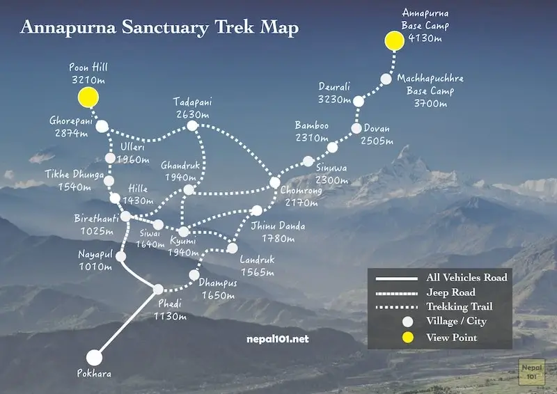 Annapurna Short Trek Map
